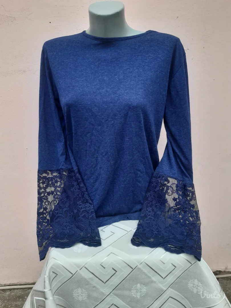 Plava bluza sa cipkom XXL-XXXL