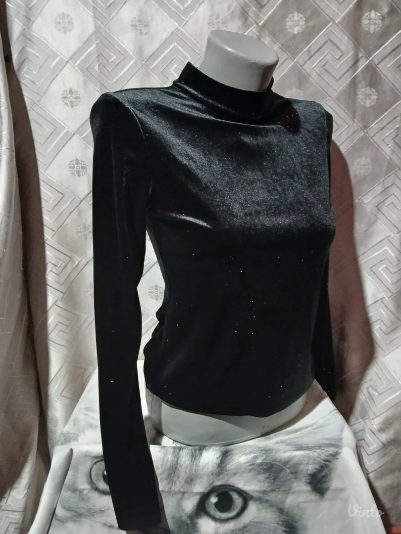 Monki plisana bluza sa zlatnom prasinom XS