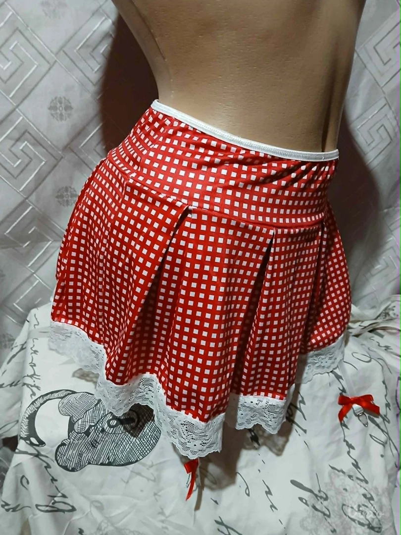 Sexy karirana suknjica sa cipkom i dva haltera S