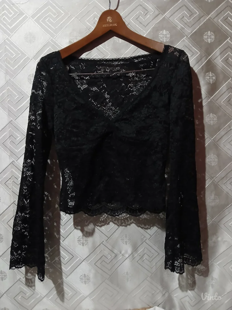 Goth Crop Cipkasta Crna bluza S