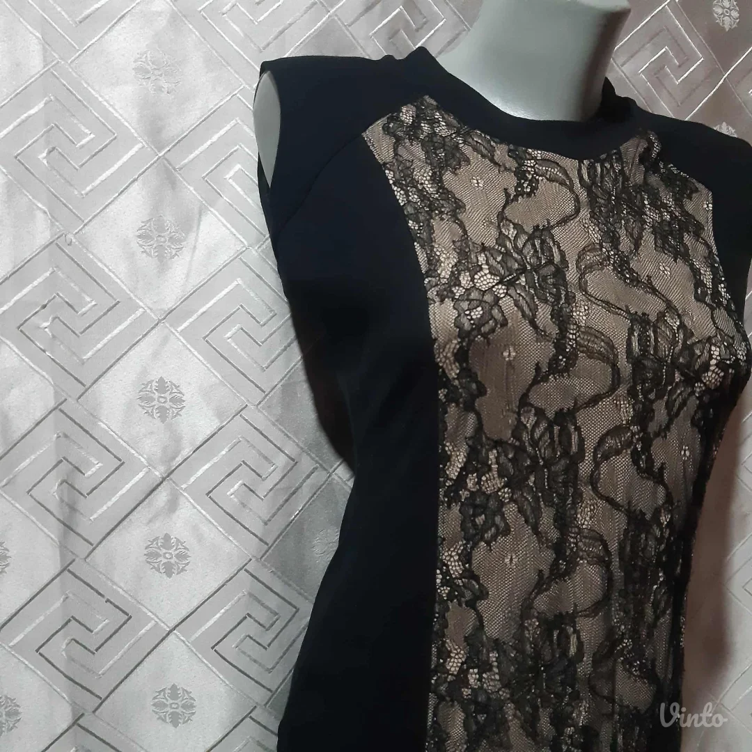 Crna/Krem haljina sa cipkom M/L