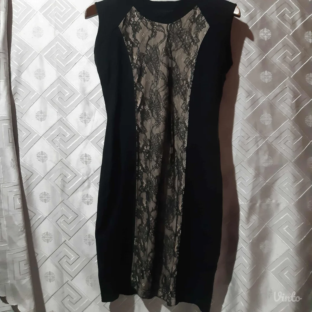 Crna/Krem haljina sa cipkom M/L