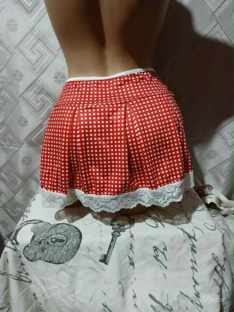 Sexy karirana suknjica sa cipkom i dva haltera S