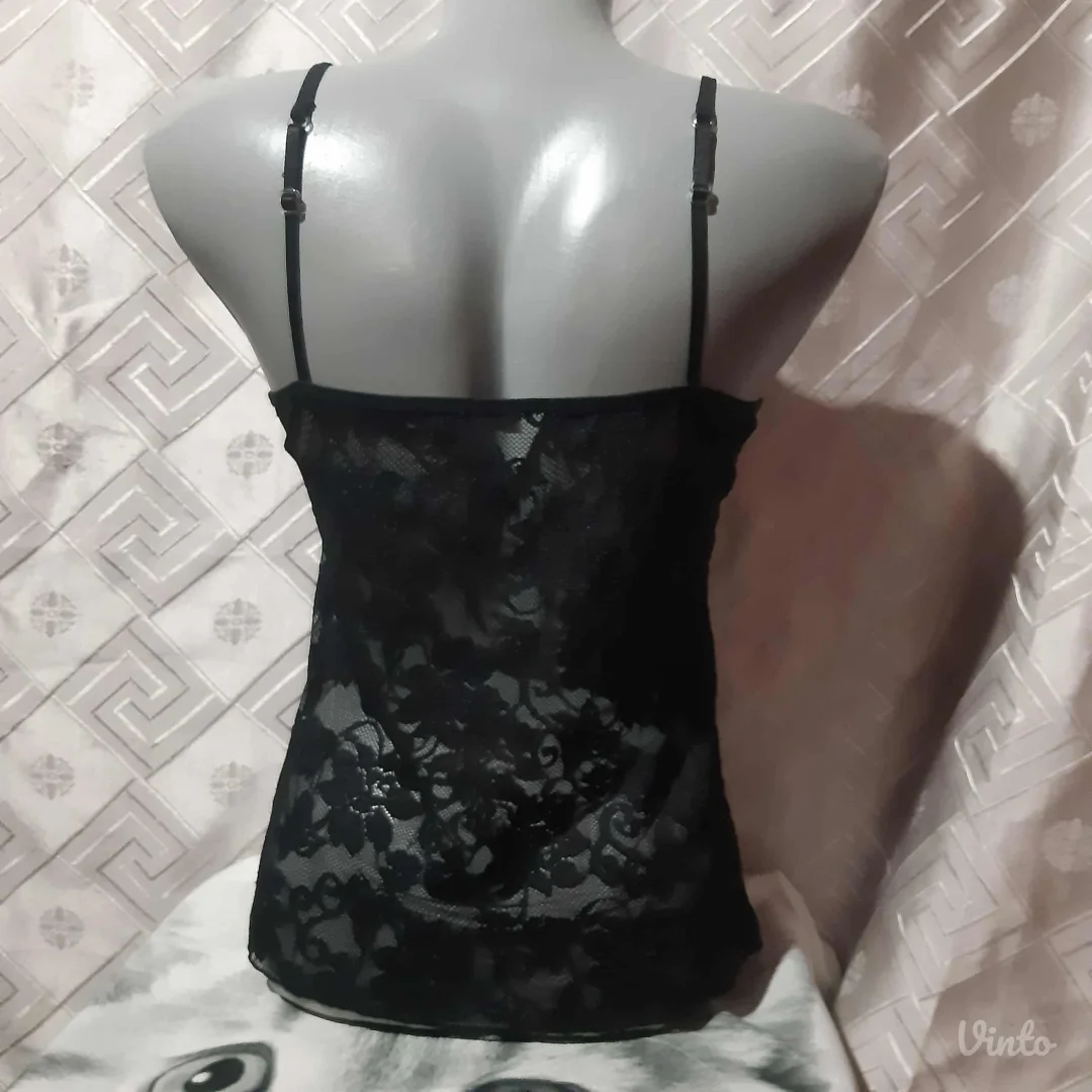 Crna Čipkasta Majica M/L