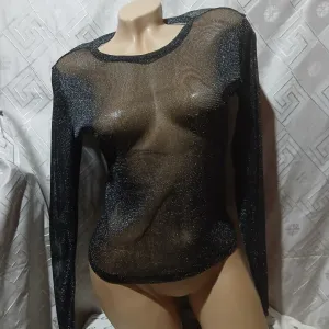 H&M mrežasta srebrna bluza S/M