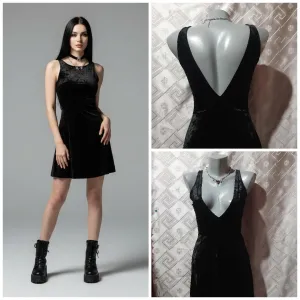 Mala Crna Plisana Goth Haljina XS/S