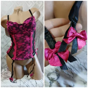 Sexy Pink/Crni Korset sa halterima 75C