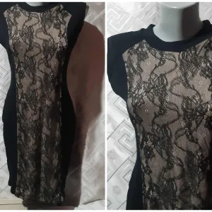 Crna/Krem haljina sa cipkom M/L