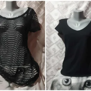Mrežasta crna tunika i crna majica M/L
