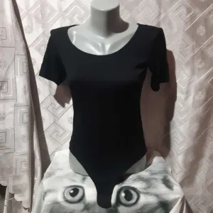 Crni bodi kratkih rukava viskoza/elastin S/M