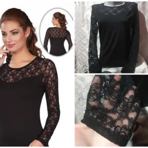 Crna bluza sa cipkom M