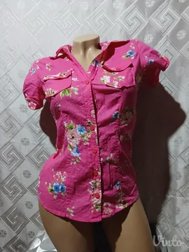 Roze kosulja floral pamuk XS