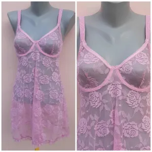 Tezenis Roze spavacica od cipke S/M