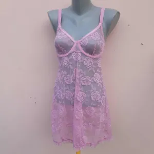 Tezenis Roze spavacica od cipke S/M