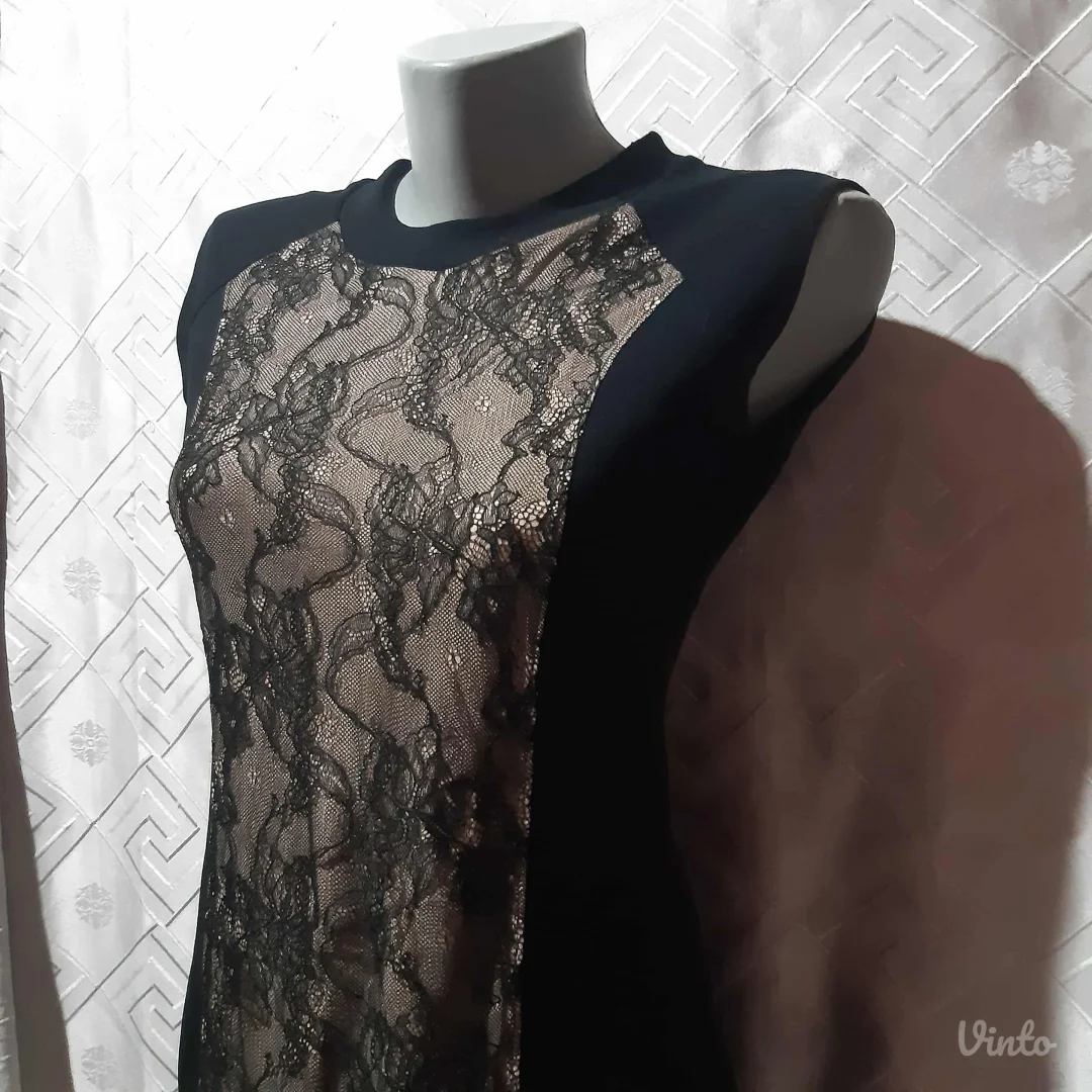 Crna/Krem haljina sa cipkom M/L