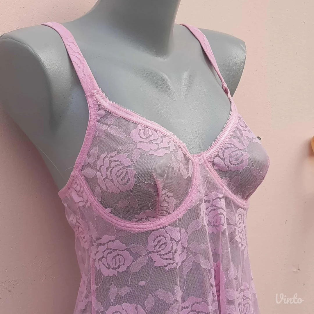 Tezenis Roze spavacica od cipke S/M