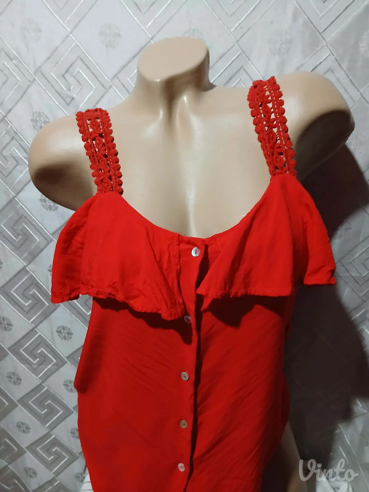 Crvena crop kosulja bez rukava Viskoza S