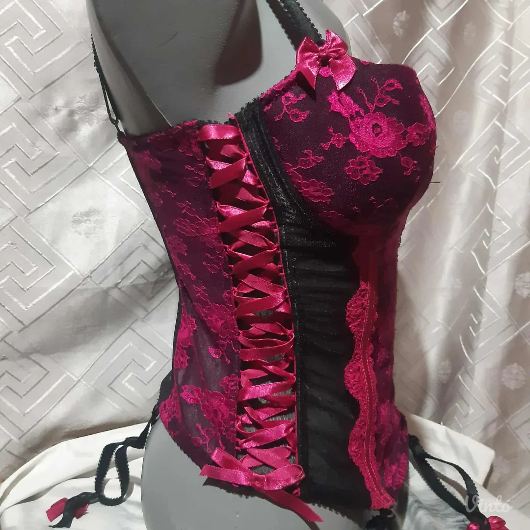 Sexy Pink/Crni Korset sa halterima 75C