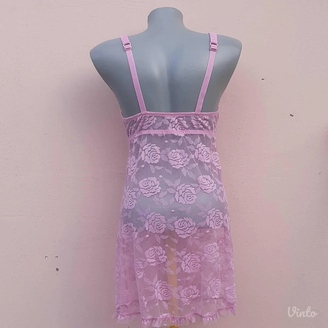 Tezenis Roze spavacica od cipke S/M