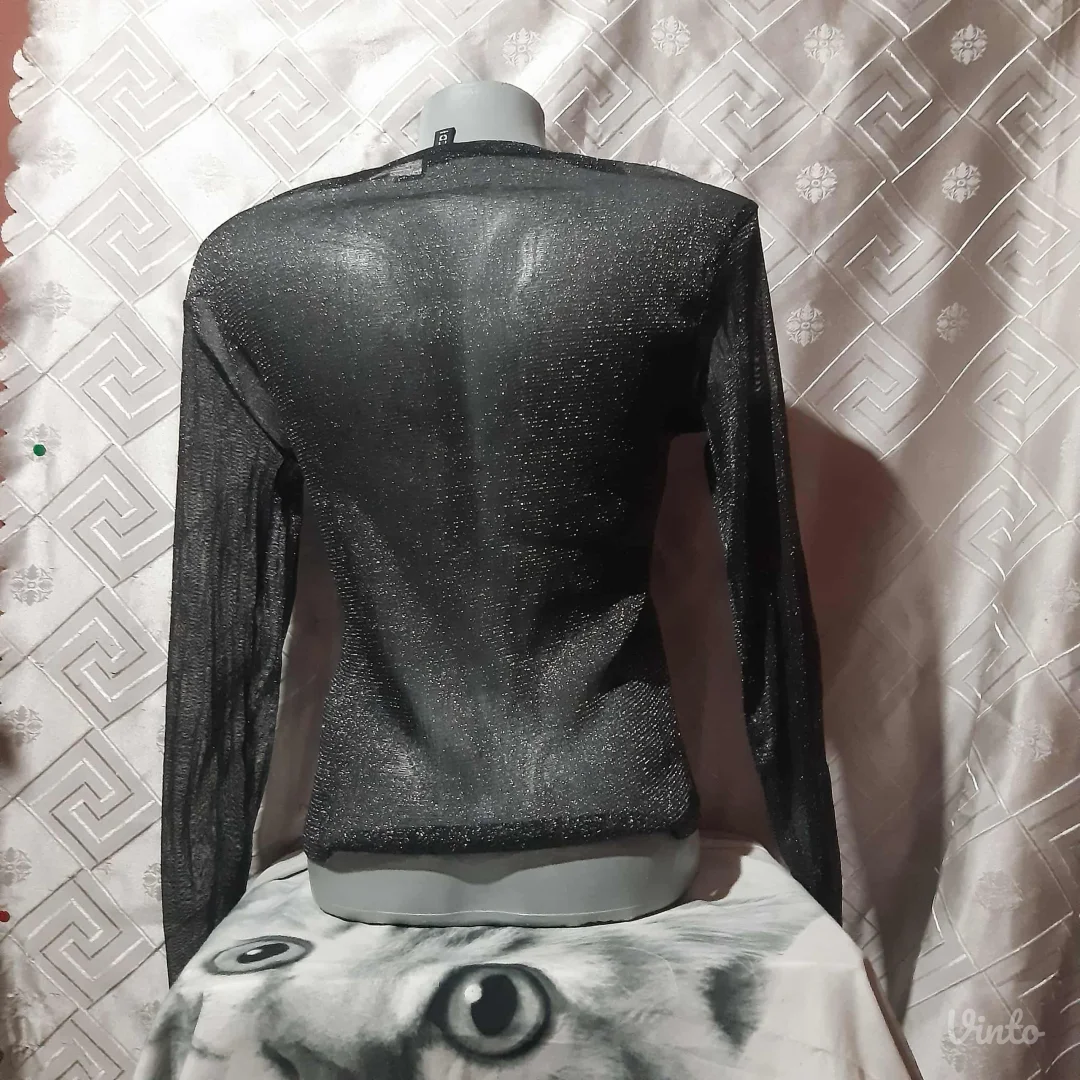 H&M mrežasta srebrna bluza S/M