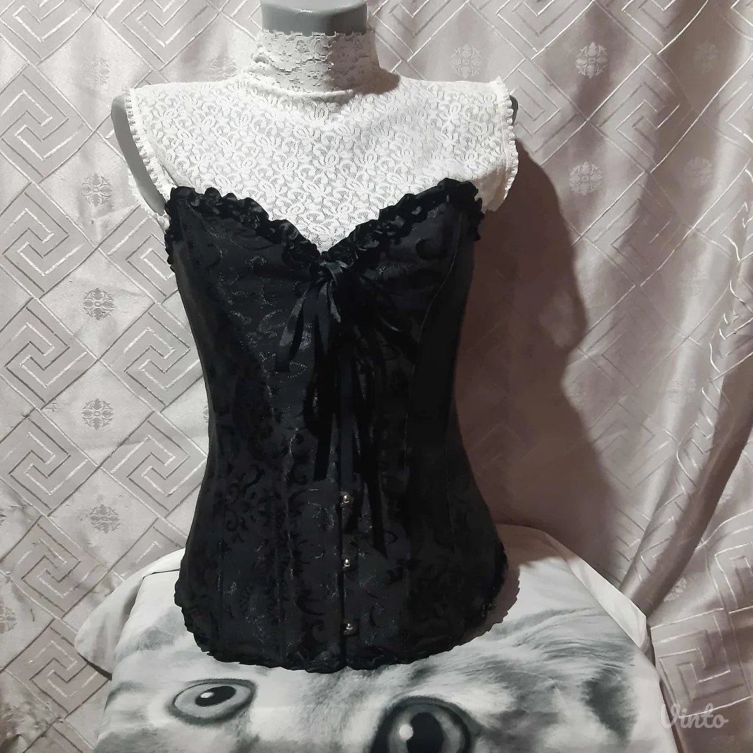 Crni Goth Brokatni Korset S/M