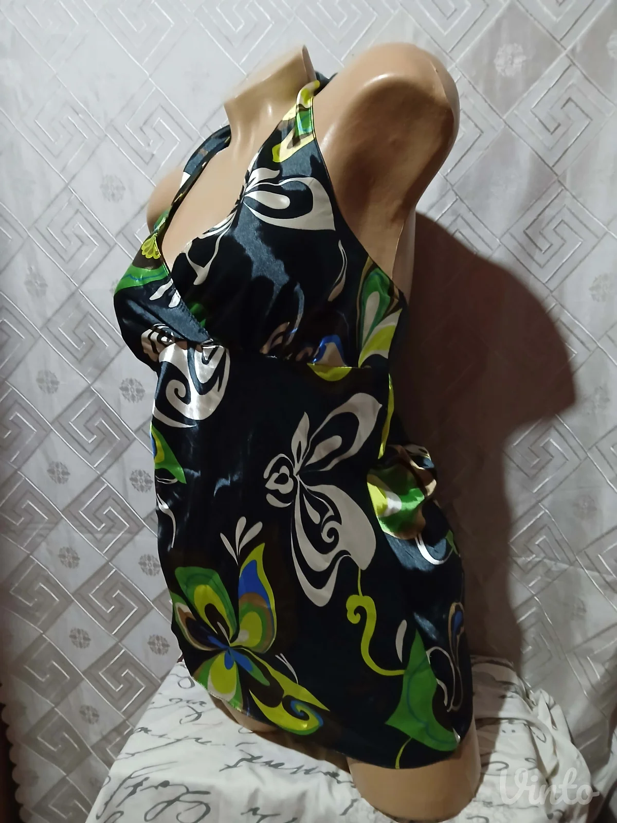 Retro saten sarena majica na vezivanje S/M