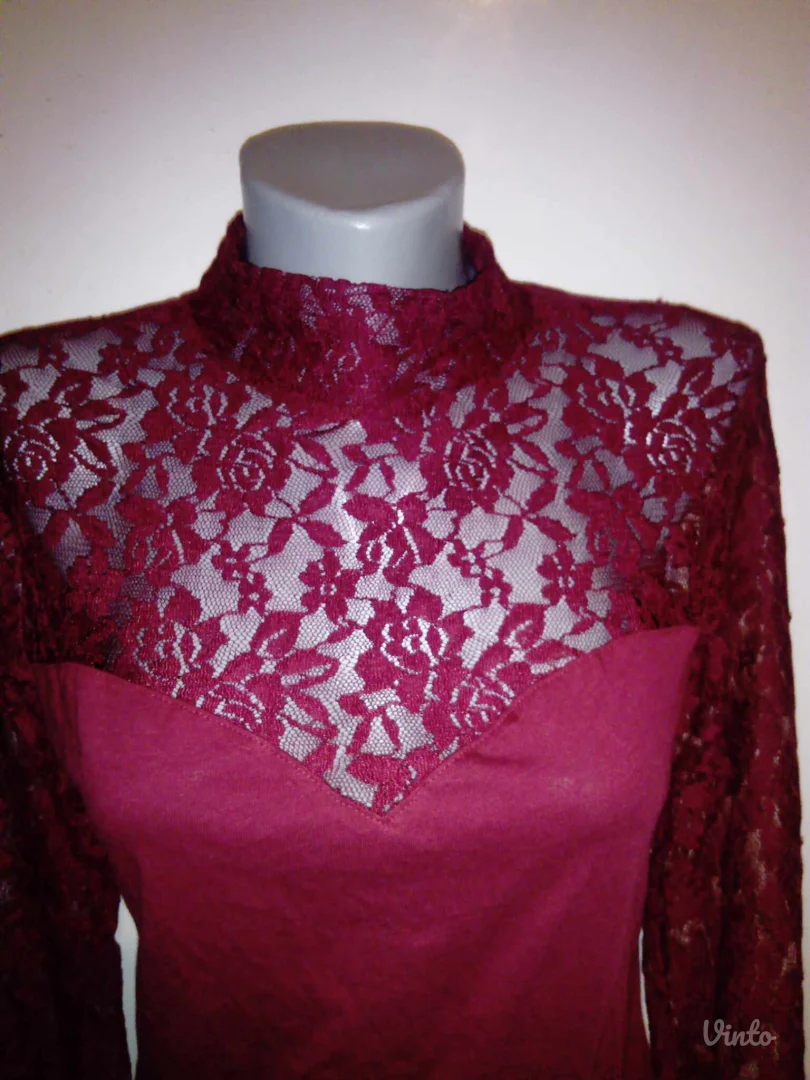 Terranova bordo majica sa cipkom M