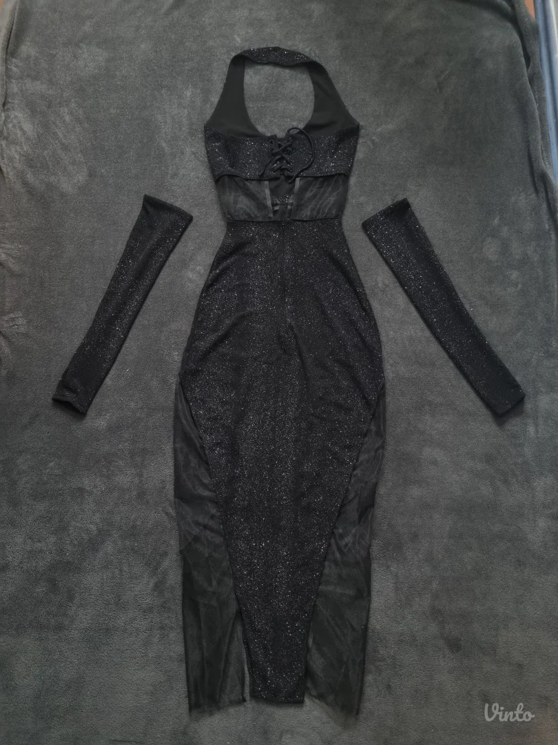 Svecana duga sljokicava haljina sa rukavima S/M