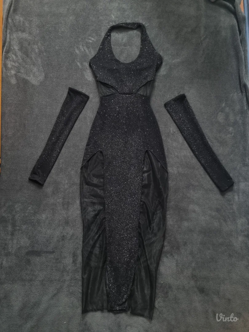 Svecana duga sljokicava haljina sa rukavima S/M