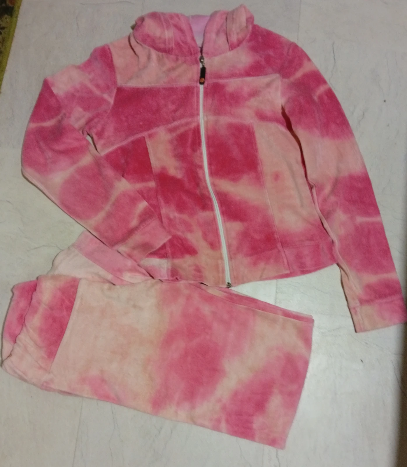 CAMELEON plišana termo trenerka komplet S / M - Pink tie-dye