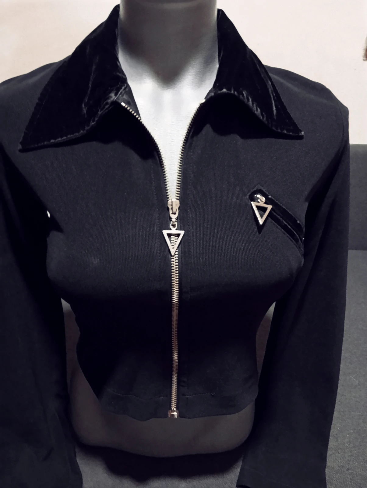 Vintage crni crop duks na raskopčavanje ELEGANT S / 36