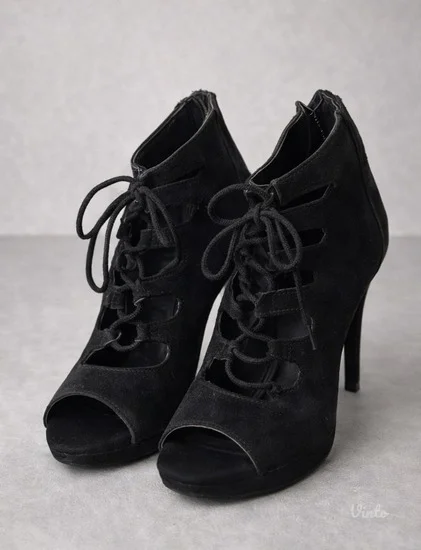 Crne sandale sa pertlama Catwalk