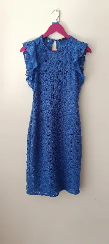 Zara woman - čipkana plava haljina
