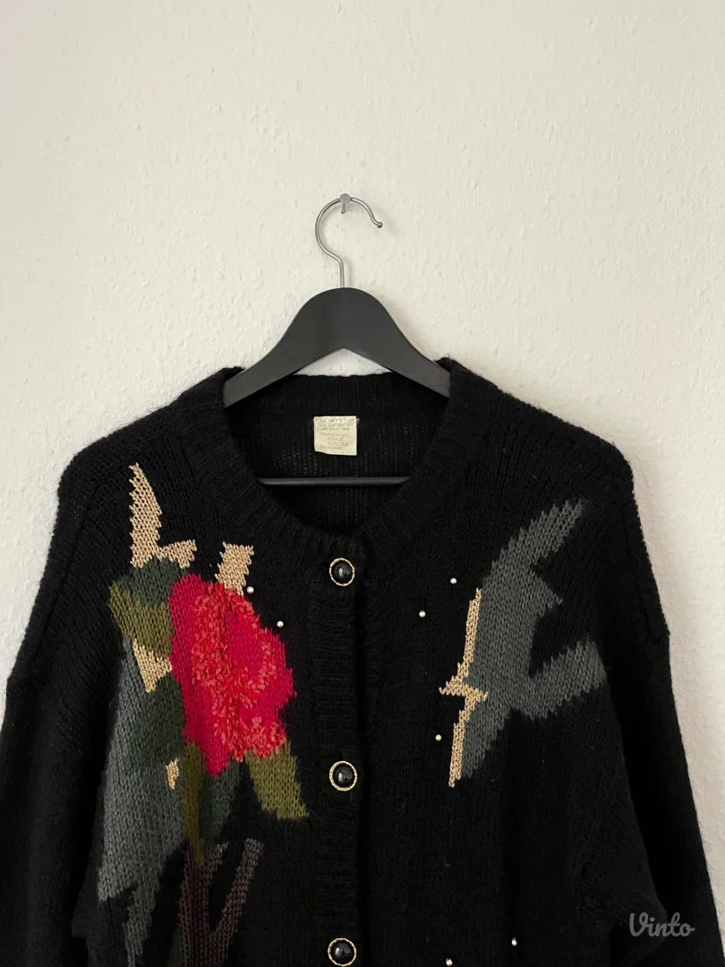 Vintage cvetni moher kardigan