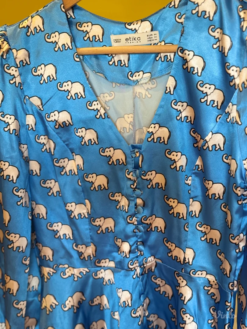 Plava svilena haljina