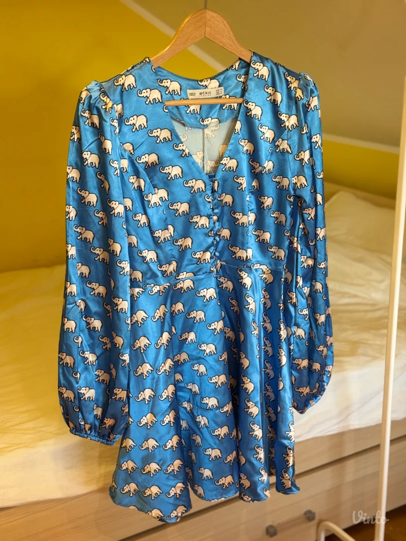 Plava svilena haljina