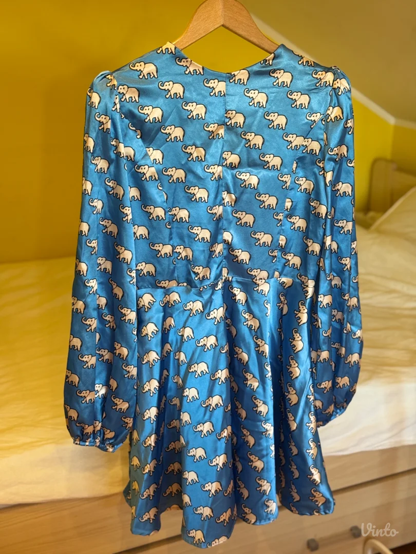 Plava svilena haljina