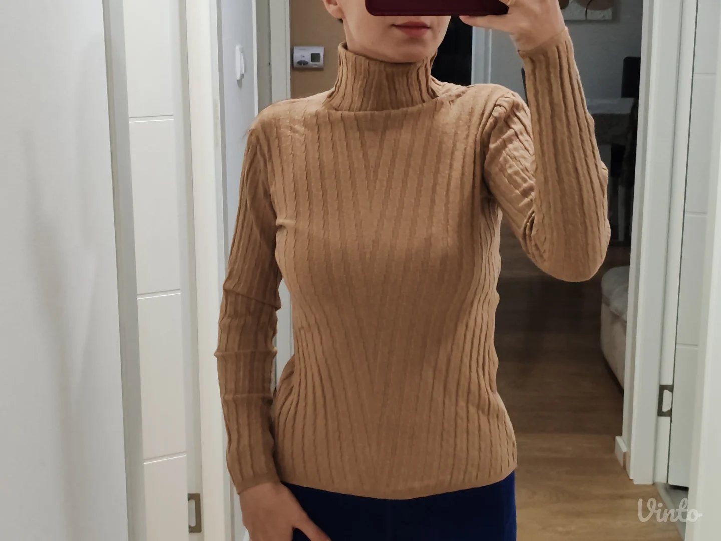 Braon/kamel rolka dzemper