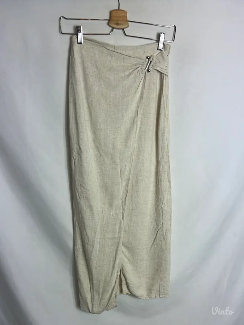 Lanena stradivarius midi suknja