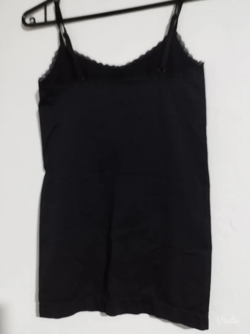 Crni bodi na bretele sa čipkom - Podesive bretele