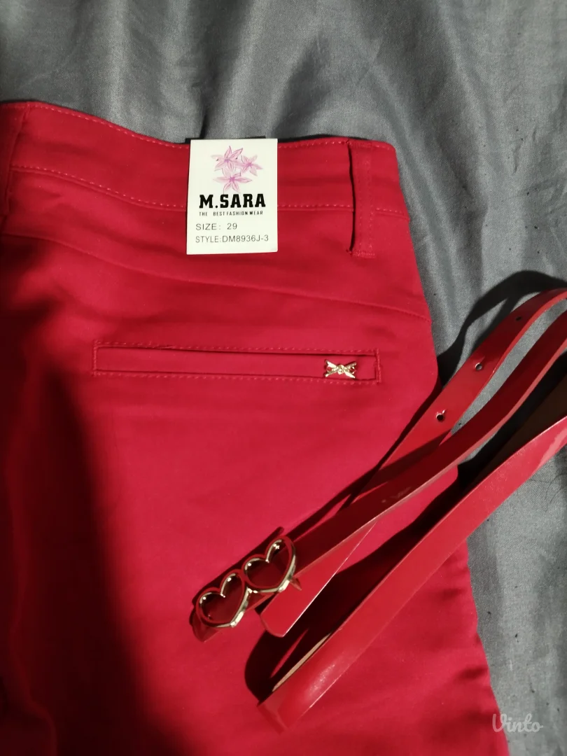 NOVE M.Sara crvene pantalone sa kaišem (Vel. 29)