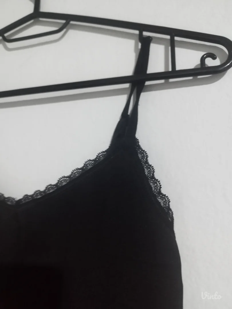 Crni bodi na bretele sa čipkom - Podesive bretele