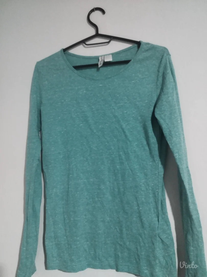 H&M tirkizna melirana majica dugih rukava - Divided Basic