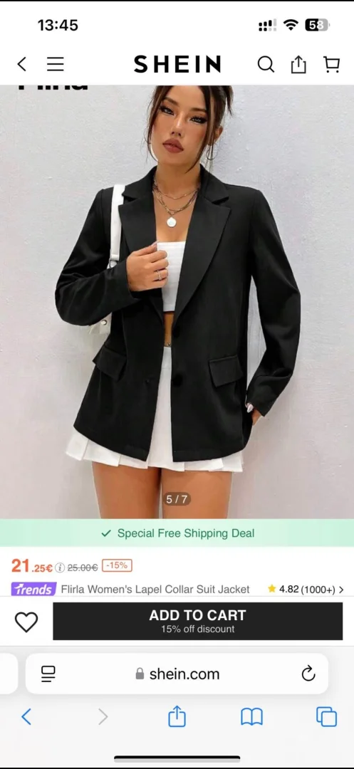 Shein crni sako