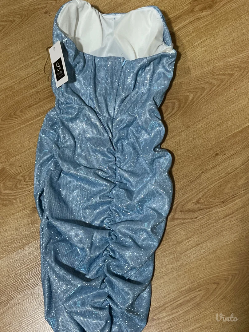 Šljokičavo plava korset haljina