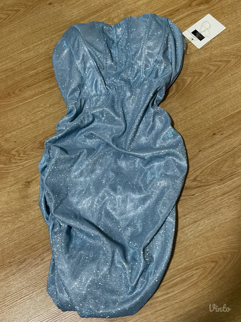 Šljokičavo plava korset haljina