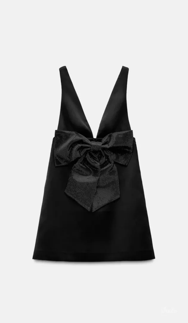 Zara crna haljina sa mašnom