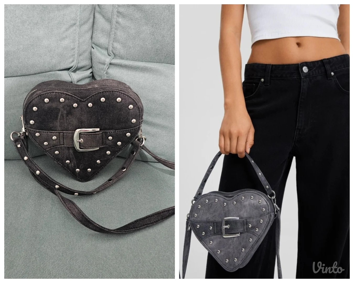 Bershka denim srce torbica