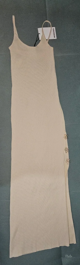 Bershka bež midi haljina novo