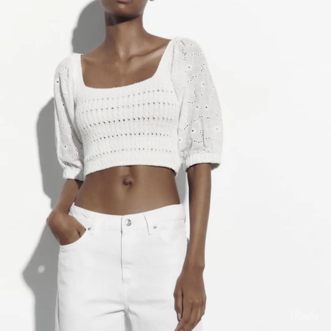 Zara embroidered crop top